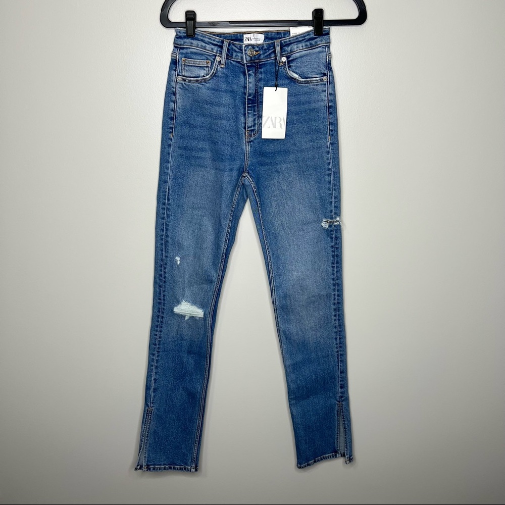 ZARA Split Skinny Jeans Distressed 6